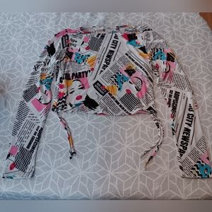 Colorful Newspaper Print Top